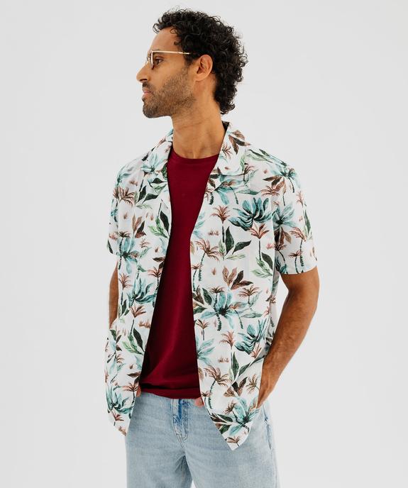 Chemise à manches courtes à motif exotique homme vue1 - GEMO (HOMME) - GEMO