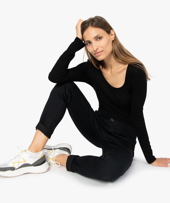 Pantalon femme coupe slim en toile extensible vue5 - GEMO(FEMME PAP) - GEMO