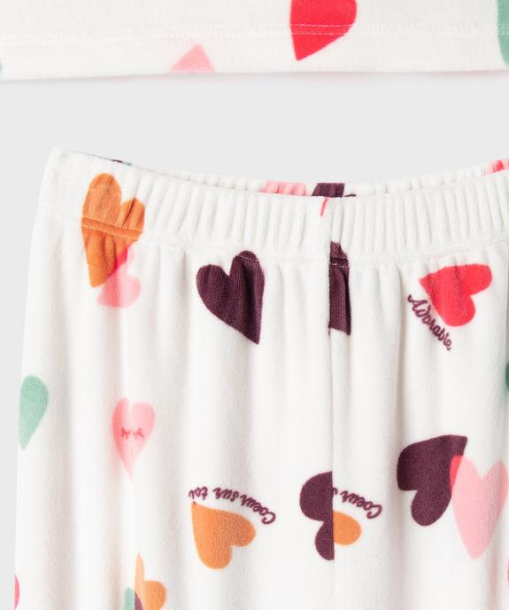 Pyjama en velours à motifs coeurs fille vue3 - GEMO (ENFANT) - GEMO