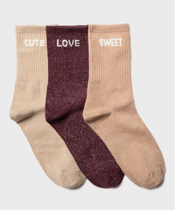 Socquettes en maille pailletée fille (lot de 3) vue1 - GEMO (ENFANT) - GEMO