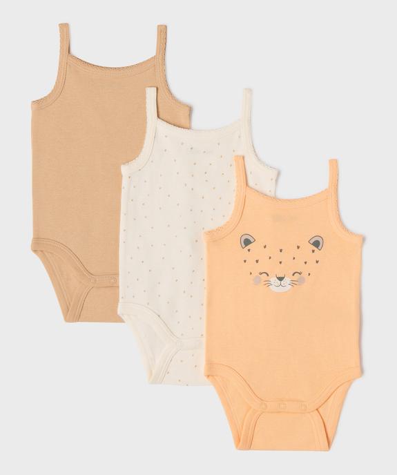 Body à bretelles à motifs bébé fille (lot de 3) vue1 - GEMO 4G BEBE - GEMO