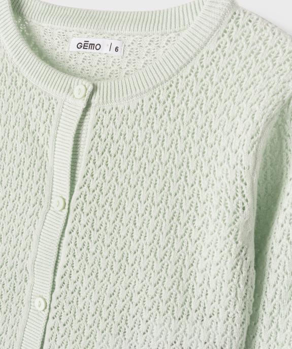 Gilet en maille ajourée fantaisie fille vue3 - GEMO (ENFANT) - GEMO