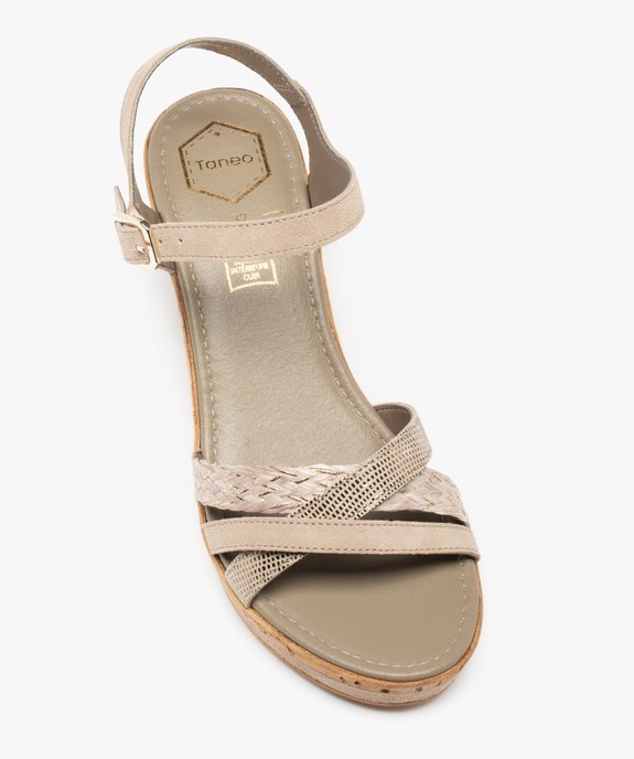 Sandales femme à talon compensé et brides cuir - Tanéo  vue5 - TANEO - GEMO