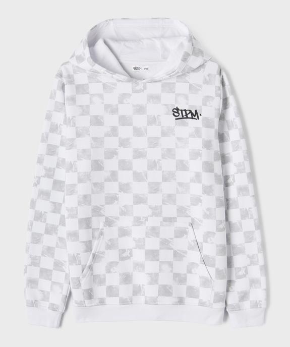 Sweat à capuche à motifs damier garçon vue1 - GEMO 4G GARCON - GEMO
