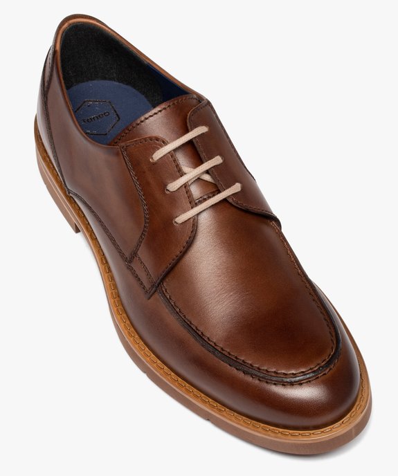 Derbies homme dessus cuir uni à semelle bicolore - Tanéo vue5 - TANEO - GEMO