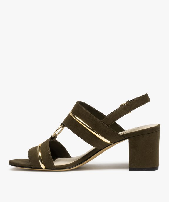 Sandales femme à talon dessus suédé avec détails métallisés  vue3 - GEMO(URBAIN) - GEMO