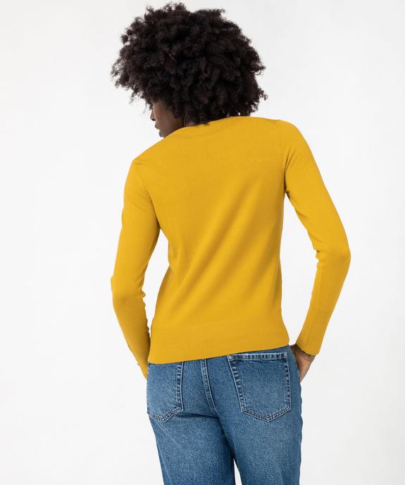 Pull fin à col rond avec boutons aux poignets femme vue3 - GEMO 4G FEMME - GEMO