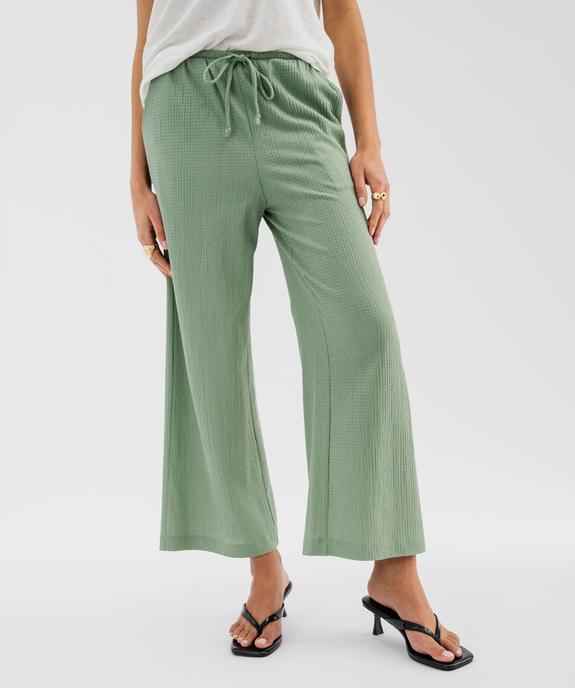 Pantalon ample en matière texturée avec ceinture élastique femme vue1 - GEMO 4G FEMME - GEMO