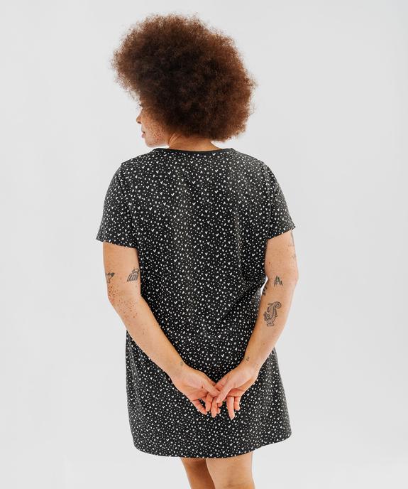 Chemise de nuit manches courtes en coton stretch femme grande taille vue3 - GEMO 4G FEMME - GEMO