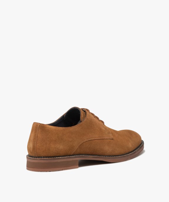 Derbies homme unies avec dessus en cuir suédé - Taneo vue4 - TANEO - GEMO