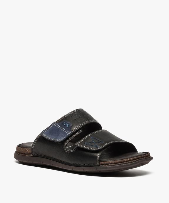 Sandales homme à larges brides dessus et intérieur cuir vue2 - ZEN AIR - GEMO