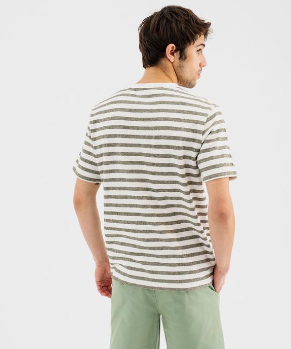 Tee-shirt manches courtes en maille rayée homme vue3 - GEMO 4G HOMME - GEMO