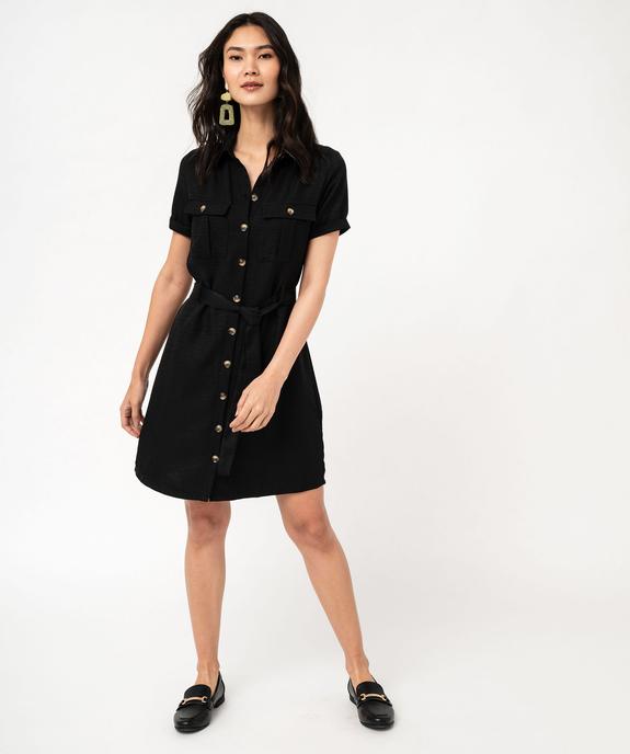 Robe chemise manches courtes coupe courte avec ceinture femme vue1 - GEMO(FEMME PAP) - GEMO