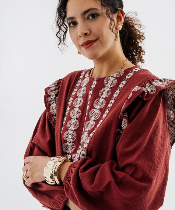 Blouse à manches longues avec volants fantaisie femme vue4 - GEMO(FEMME PAP) - GEMO