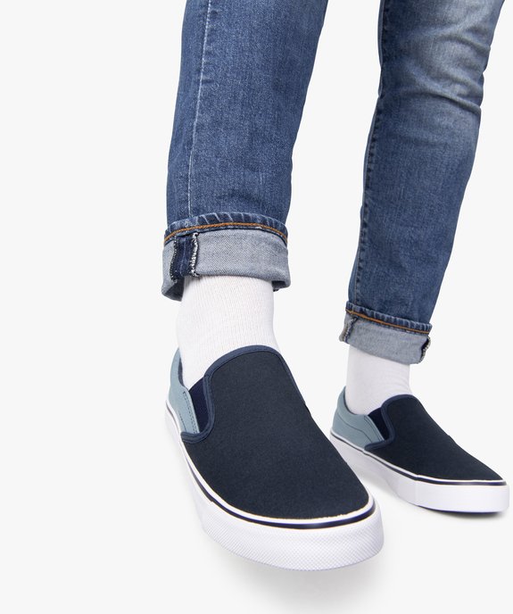 Tennis homme en toile façon slip-on bicolores vue1 - GEMO (SPORTSWR) - GEMO