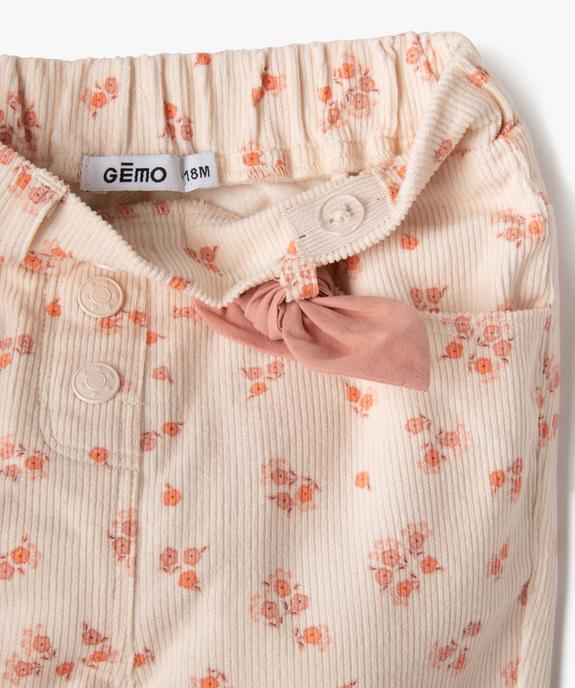 Pantalon en velours côtelé à motifs fleuris bébé fille vue3 - GEMO(BEBE DEBT) - GEMO