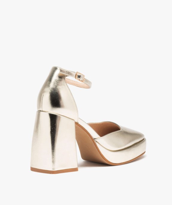 Escarpins femme vernis à bout carré et talon flare  vue4 - GEMO(URBAIN) - GEMO