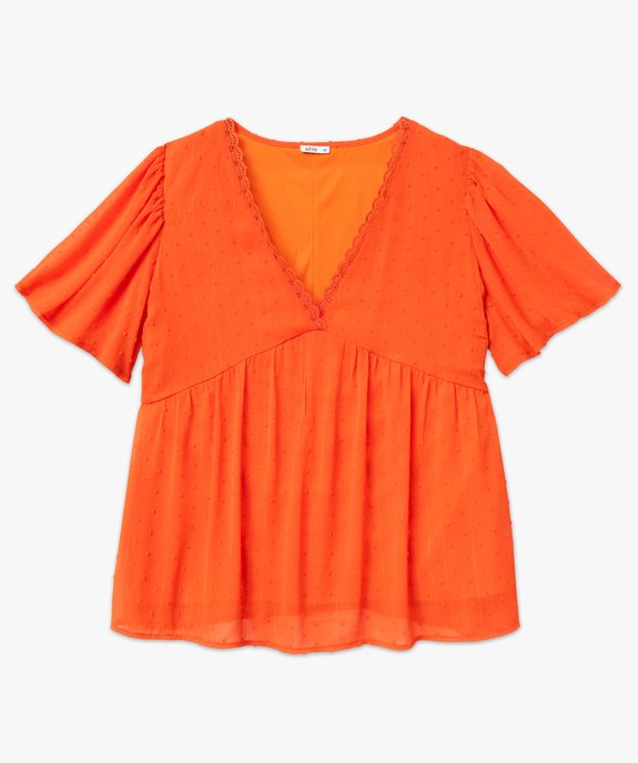 Blouse manches courtes en voile plumetis femme grande taille vue4 - GEMO (G TAILLE) - GEMO