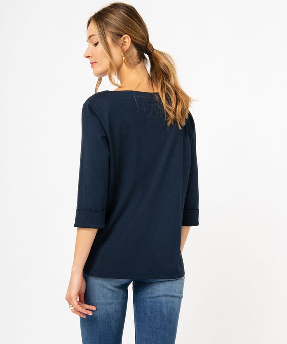 Tee-shirt à manches 3/4 et col bateau femme - LuluCastagnette vue3 - LULUCASTAGNETTE - GEMO