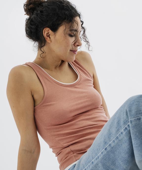 Débardeur en coton avec finitions contrastantes femme vue1 - GEMO 4G FEMME - GEMO