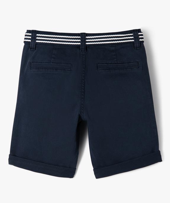 Bermuda en coton avec ceinture bicolore garçon vue3 - GEMO 4G GARCON - GEMO
