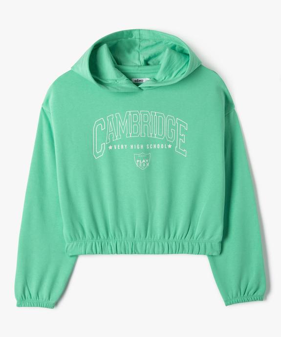 Sweat à capuche molletonné coupe courte fille vue2 - PREMIER PRIX BY GEMO - GEMO