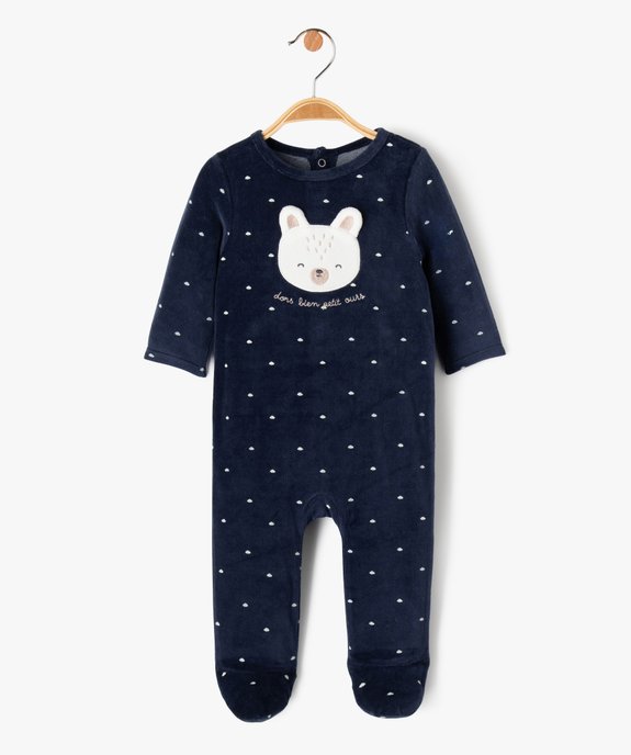 Pyjama en velours à motif ourson bébé garçon vue1 - GEMO 4G BEBE - GEMO