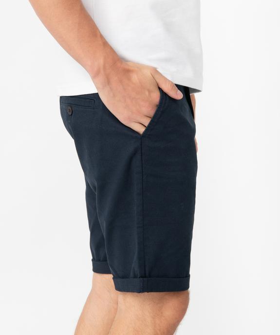 Bermuda homme en toile extensible 5 poches coupe chino vue4 - GEMO (HOMME) - GEMO