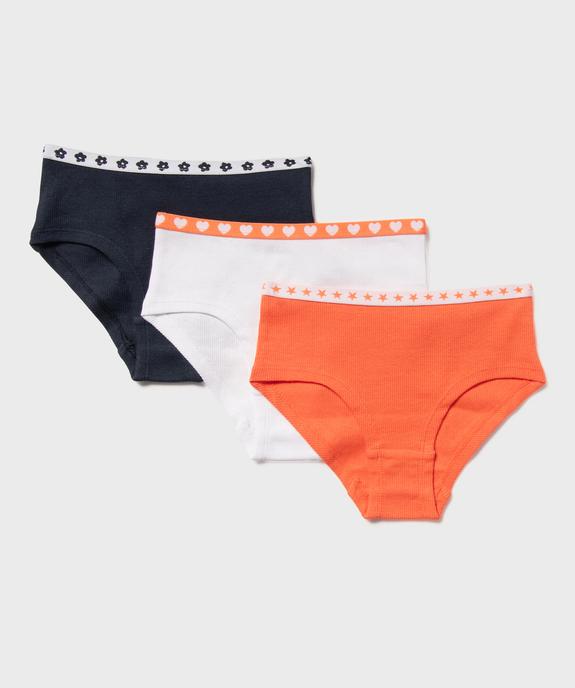Shorties en coton stretch avec ceinture à motifs fille (lot de 3) vue1 - GEMO 4G FILLE - GEMO