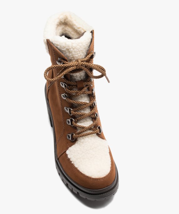 Boots fourrées femme à talon dessus sherpa et suédine vue6 - GEMO(URBAIN) - GEMO