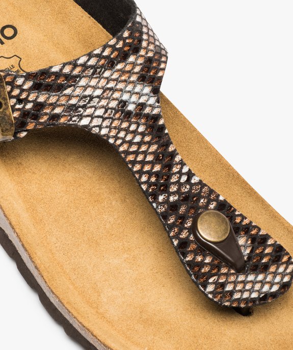 Sandales femme à talon plat et entredoigt vue6 - GEMO (CASUAL) - GEMO