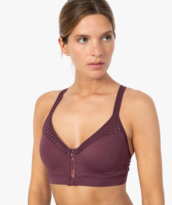 Brassière de sport avec ouverture zippée sur l’avant vue2 - GEMO(HOMWR FEM) - GEMO