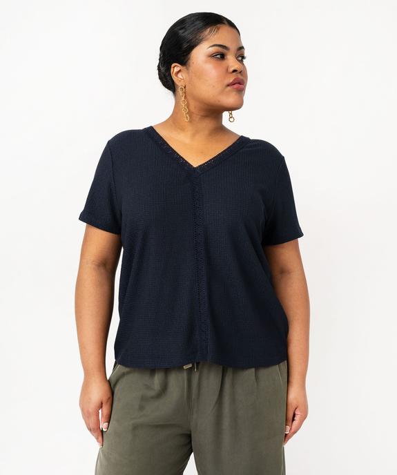 Tee-shirt à manches courtes et col V femme grande taille vue5 - GEMO (G TAILLE) - GEMO