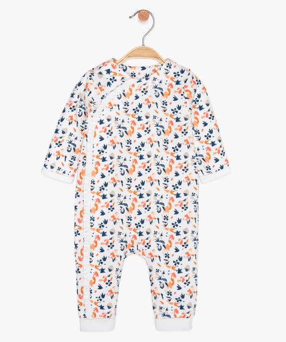 Pyjama bébé fille sans pieds imprimé fleuri et volants vue1 - GEMO 4G BEBE - GEMO