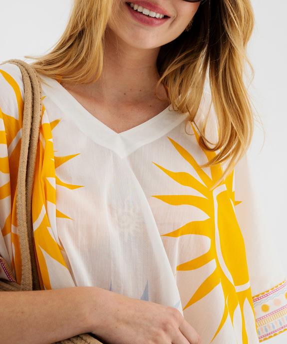 Robe de plage en coton léger à motif femme vue2 - GEMO (PLAGE) - GEMO