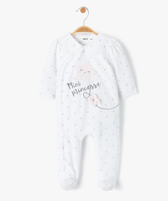 Pyjama bébé en velours avec ouverture avant et motifs étoiles vue1 - GEMO(BB COUCHE) - GEMO