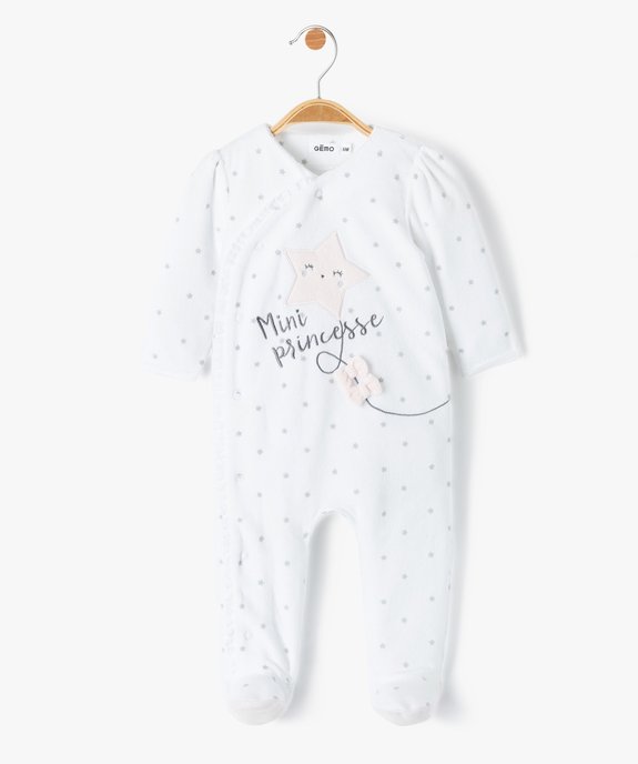 Pyjama bébé en velours avec ouverture avant et motifs étoiles vue1 - GEMO(BB COUCHE) - GEMO