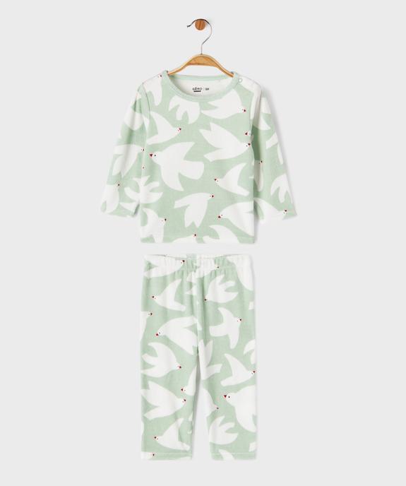 Pyjama en velours 2 pièces avec motifs oiseaux bébé fille vue1 - GEMO 4G BEBE - GEMO