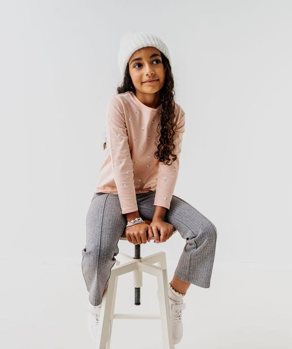 Pantalon rayé en maille coupe flare fille vue1 - GEMO (ENFANT) - GEMO