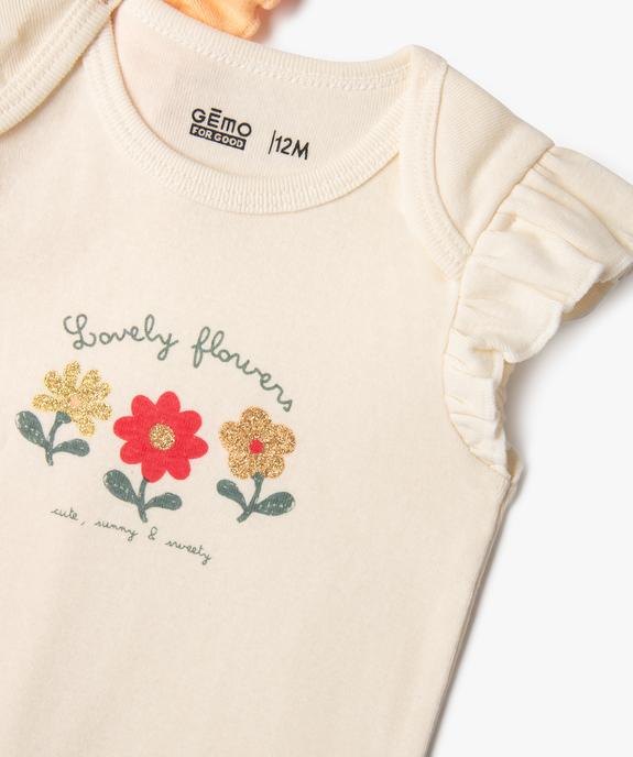Body sans manches avec volants à motifs fleuris bébé fille (lot de 3) vue2 - GEMO 4G BEBE - GEMO