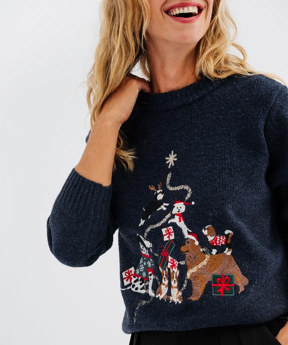 Pull de Noël avec motifs chiens brodés femme vue3 - GEMO(FEMME PAP) - GEMO