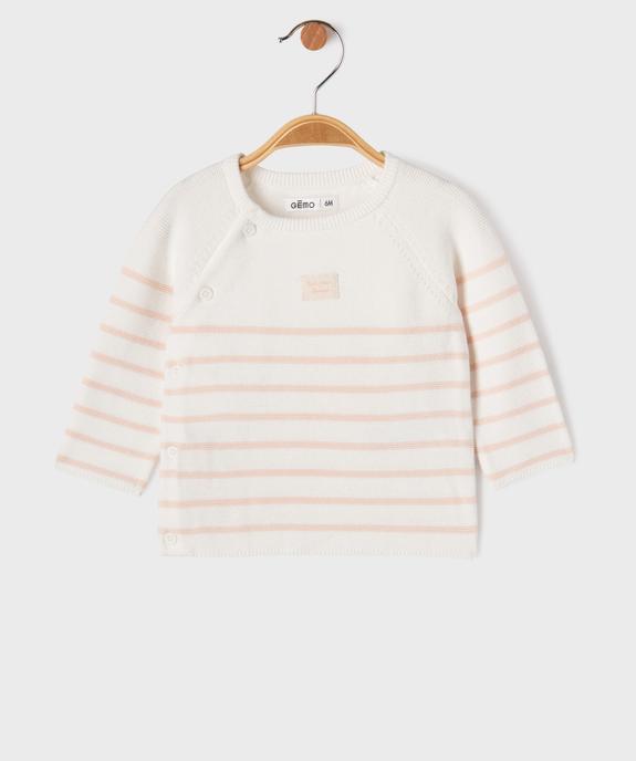 Pull brassière rayé avec fermeture sur le côté bébé vue1 - GEMO(BB COUCHE) - GEMO