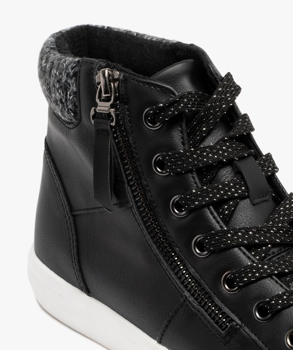 Baskets femme montantes avec col en maille à lacets et zip fantaisie  vue6 - FOLLOW ME - GEMO