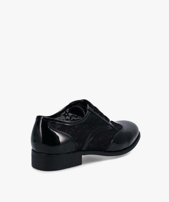Derbies femme unis dessus vernis et dentelle  vue4 - GEMO (CASUAL) - GEMO