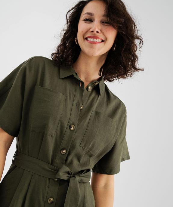 Combinaison pantalon inspiration saharienne en lin et viscose femme vue3 - GEMO 4G FEMME - GEMO