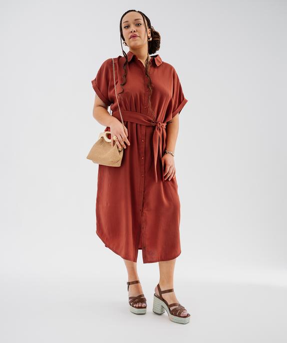 Robe chemise longue à manches courtes en maille fluide femme grande taille vue5 - GEMO 4G GT - GEMO