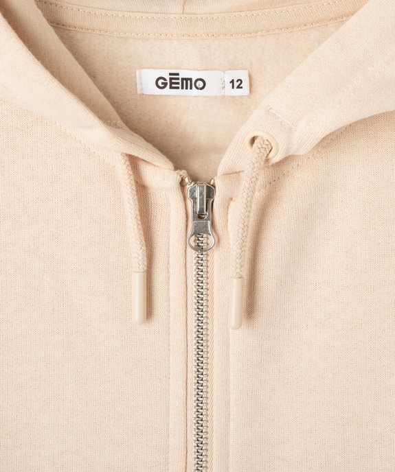 Sweat fille zippé à capuche avec intérieur molletonné vue2 - GEMO (JUNIOR) - GEMO