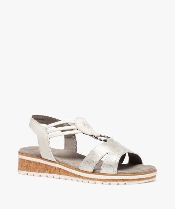 Sandales femme plates confort à brides métallisées - Softrelax vue2 - SOFTRELAX - GEMO