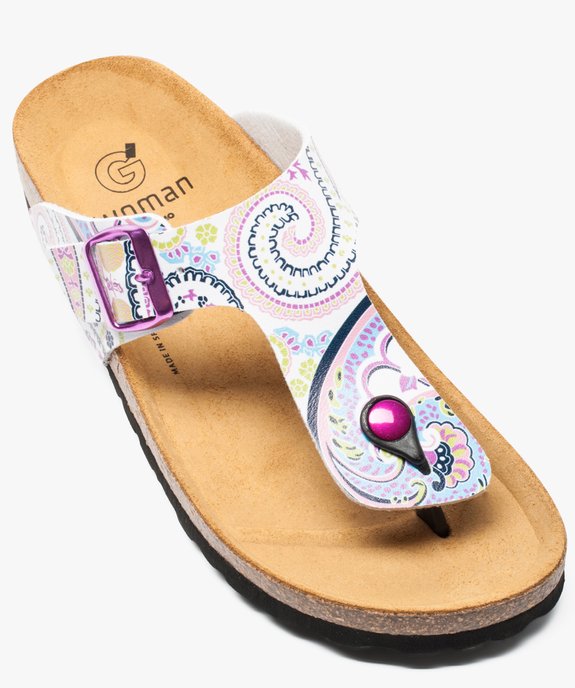 Sandales femme avec entre-doigt et imprimé fleuri vue5 - GEMO (CASUAL) - GEMO
