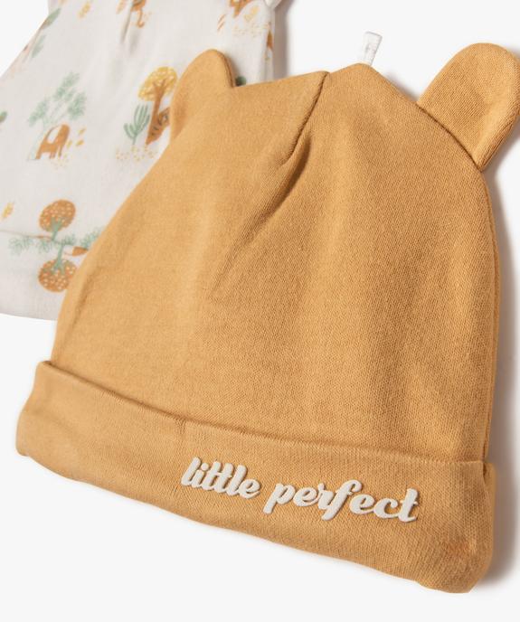 Bonnet de naissance avec revers et oreilles (lot de 2) vue2 - GEMO 4G BEBE - GEMO